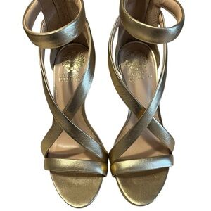 Vince Camuto Gold Strappy Heels Size 7 1/2